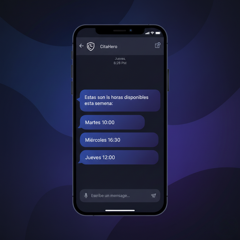 CitaHero propone horarios disponibles en un solo mensaje