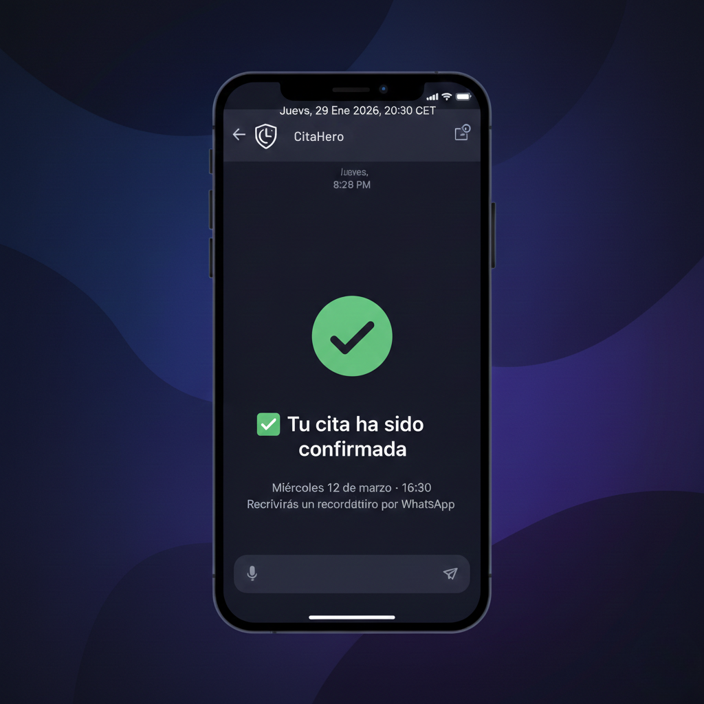 Confirmación automática de cita y recordatorio por WhatsApp